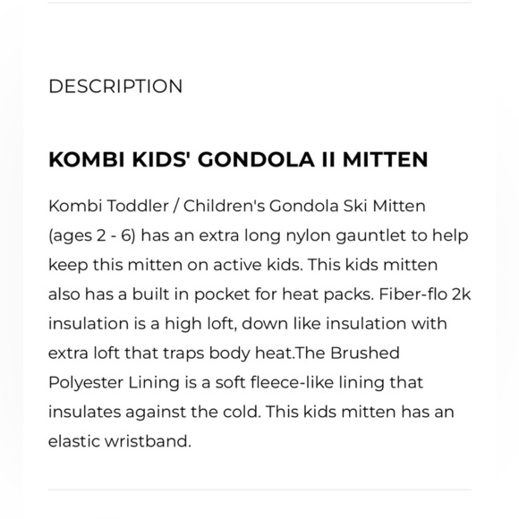 2/$30 Kombi Black Kid's XS Mittens (age 2-6) - Picture 5 of 9